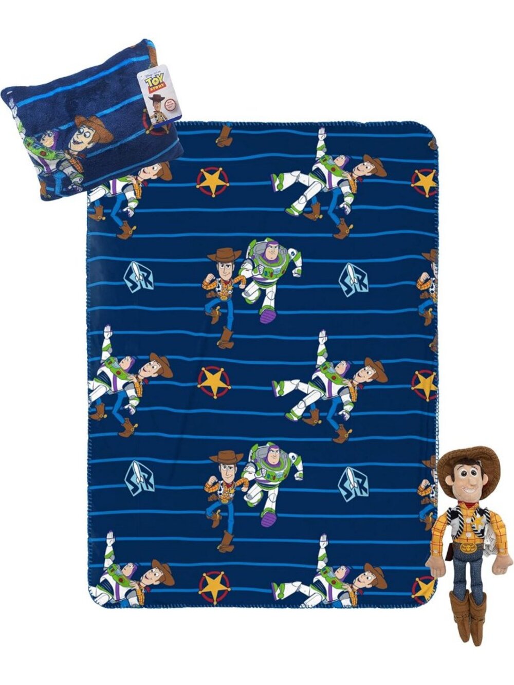 Cozy Toy Story Kids Travel Blanket & Pillow Set, 3-Piece, 40x50, Perfect for